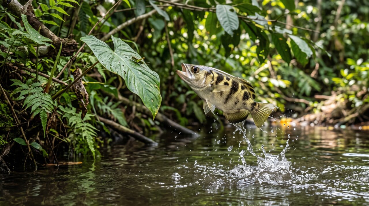 As técnicas de caça do peixe-arqueiro e sua mira com jatos de água.