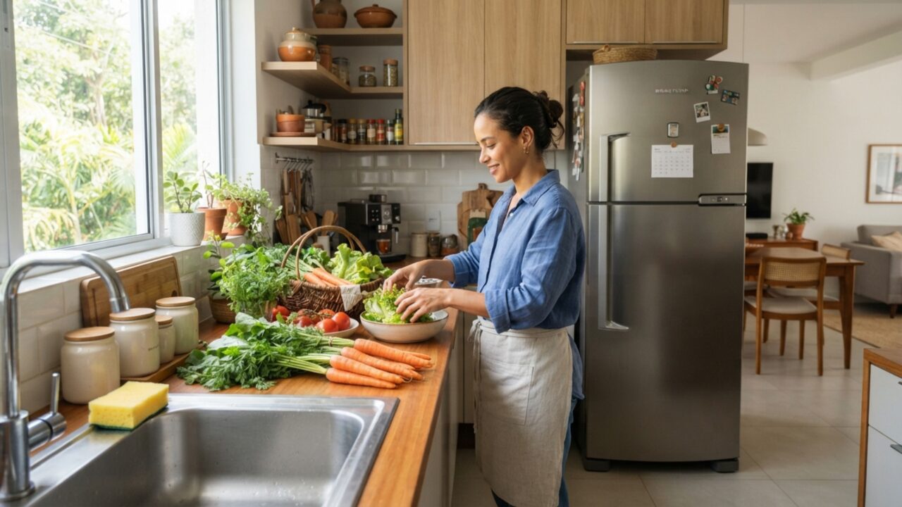 Como uma simples esponja de louça na geladeira pode dobrar a vida útil de frutas e verduras