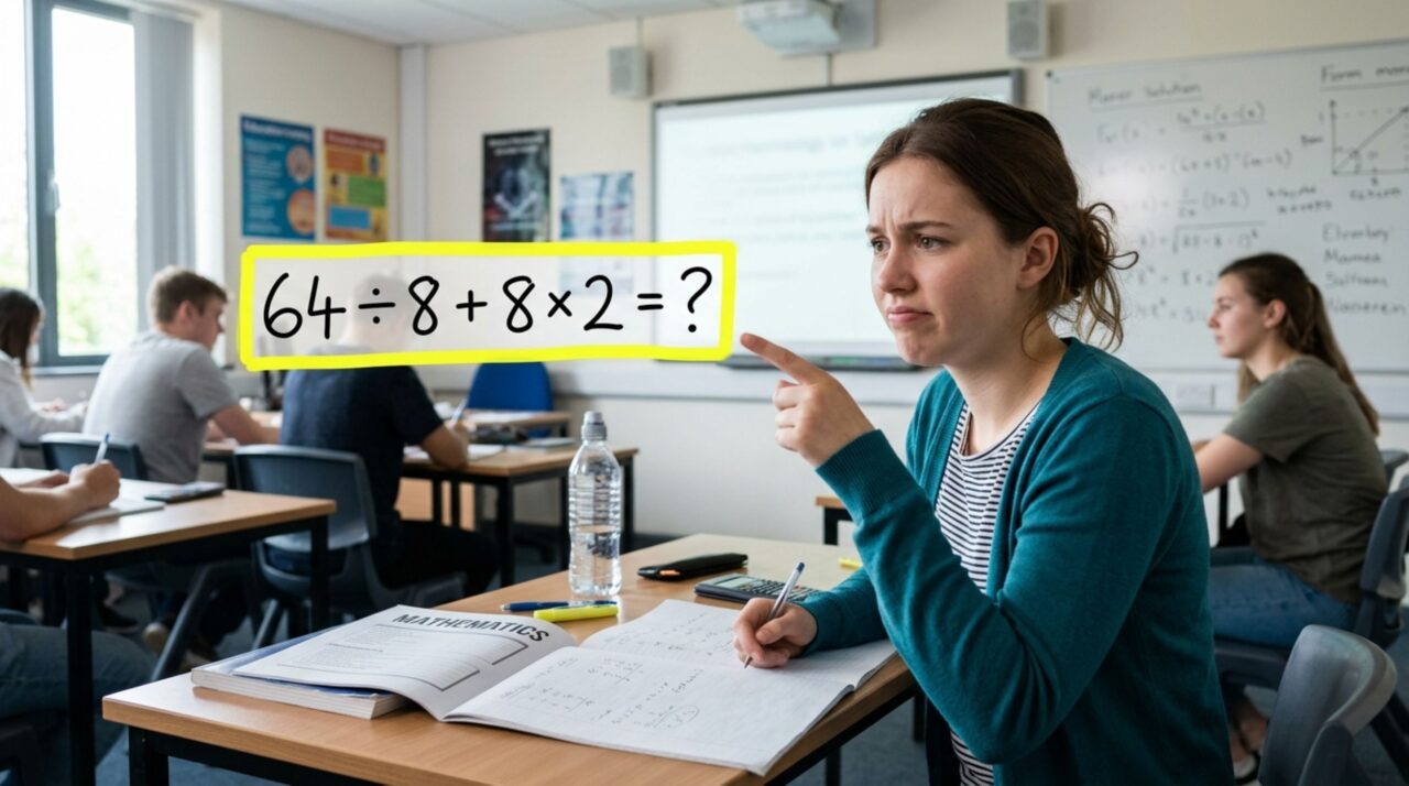 Você consegue resolver 64 ÷ 8 + 8 × 2 de primeira sem calculadora e sem conferir o resultado?