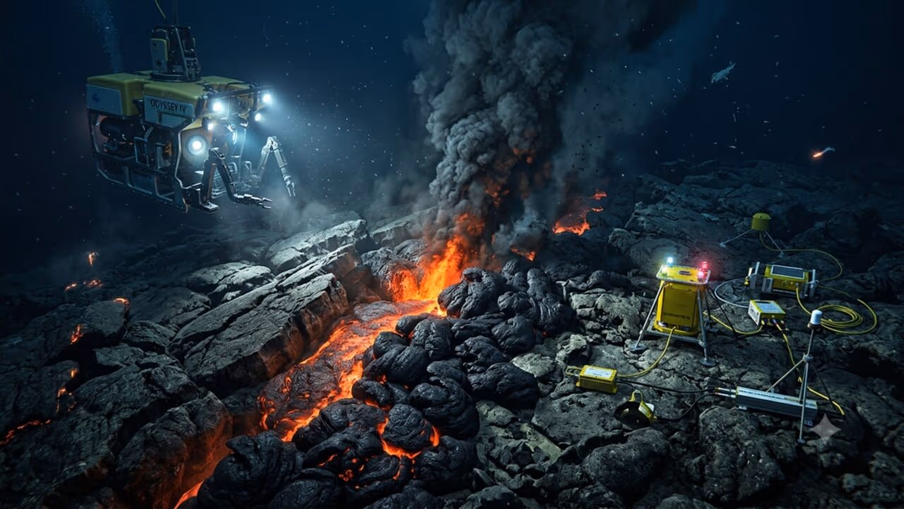 Pesquisadores observam em tempo real como a Terra se abre e no fundo do oceano e se forma a partir da lava