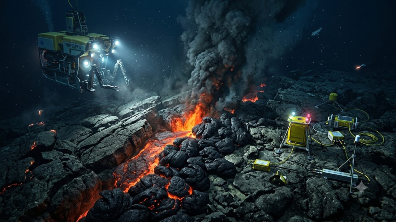 Pesquisadores observam em tempo real como a Terra se abre e no fundo do oceano e se forma a partir da lava