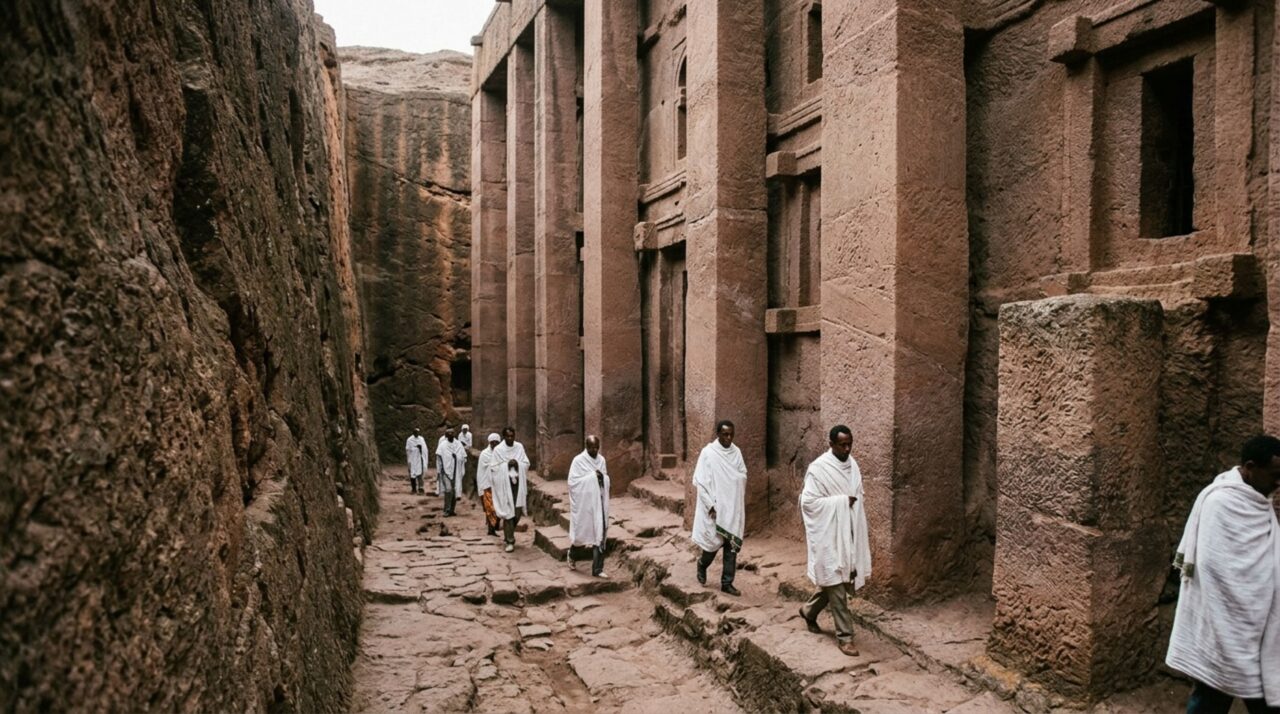 Trincheiras e corredores subterrâneos conectam os 11 templos monumentais na Etiópia