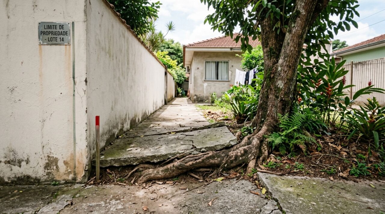 Galhos e raízes do terreno vizinho estavam invadindo seu espaço, então ele decidiu agir por conta própria e a polícia precisou ser acionada