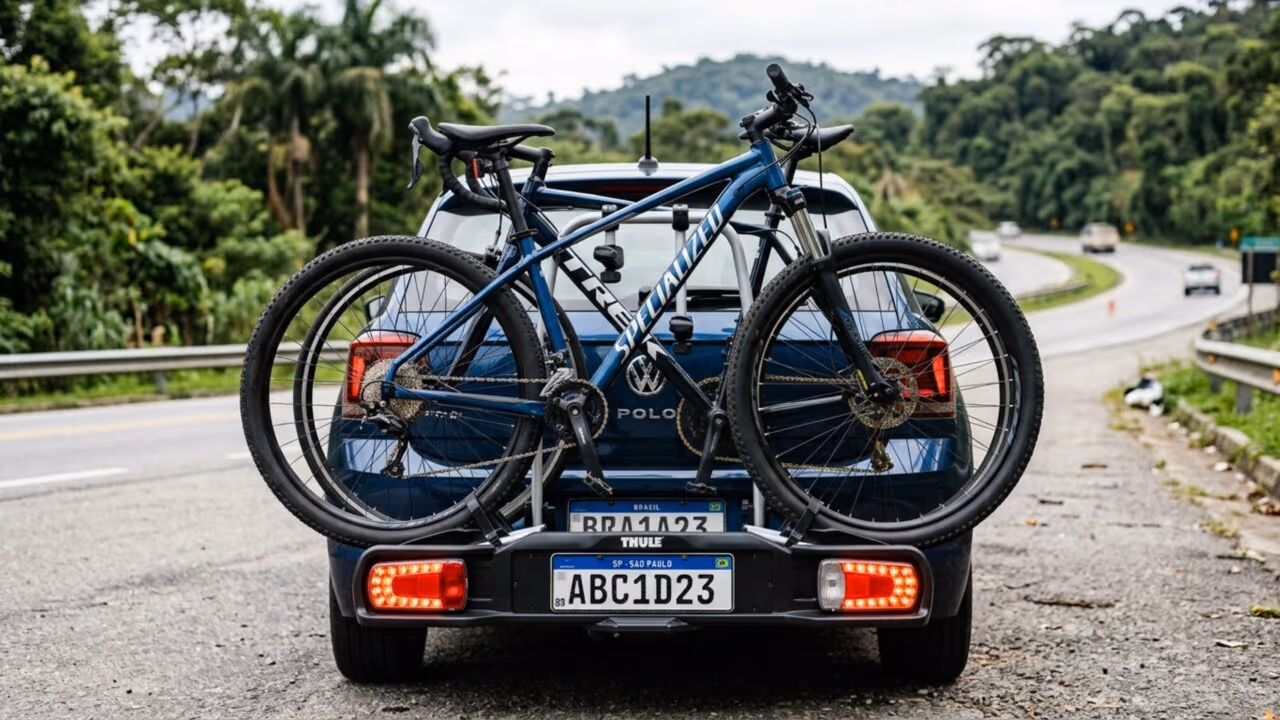 Quem leva bicicleta ou carga no carro precisa conhecer a regra da segunda placa traseira