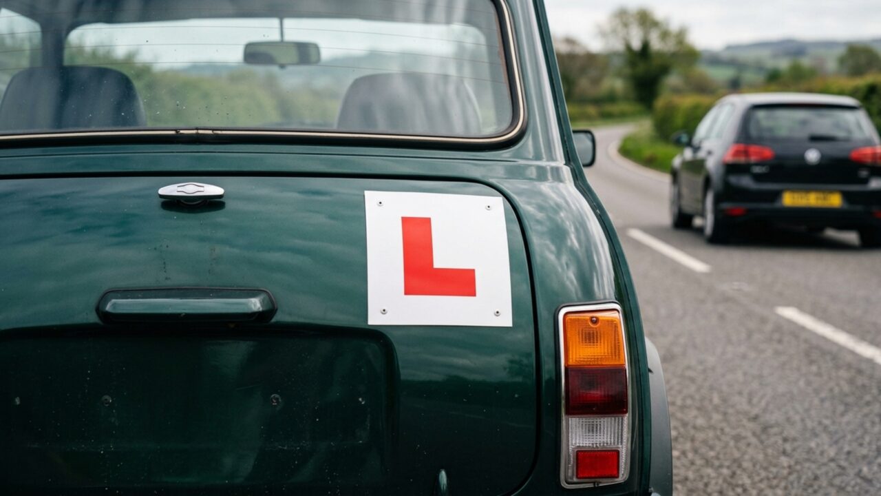 O que significa ver uma letra L vermelha presa na frente e atrás de um carro?