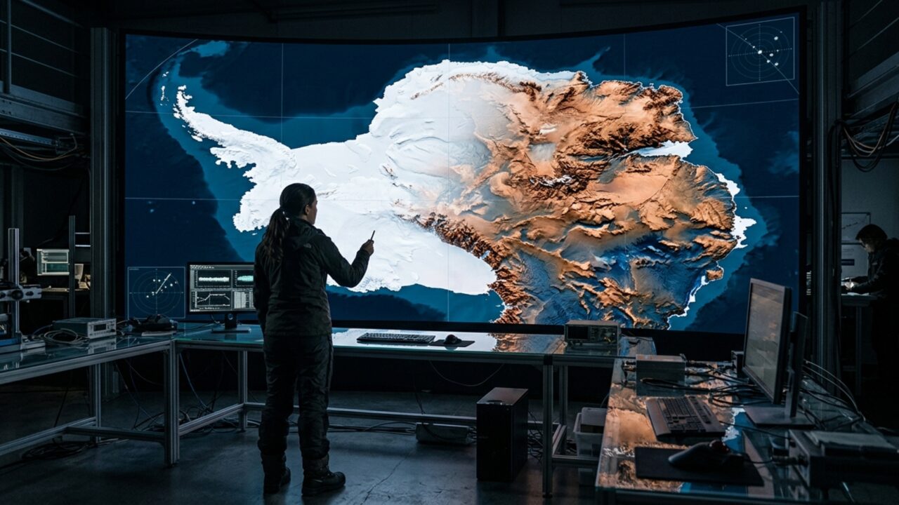 Cientistas reúnem 60 anos de medições feitas por aviões, navios, satélites e até trenós puxados por cães e revelam como seria a Antártida sem seus 27 milhões de km³ de gelo