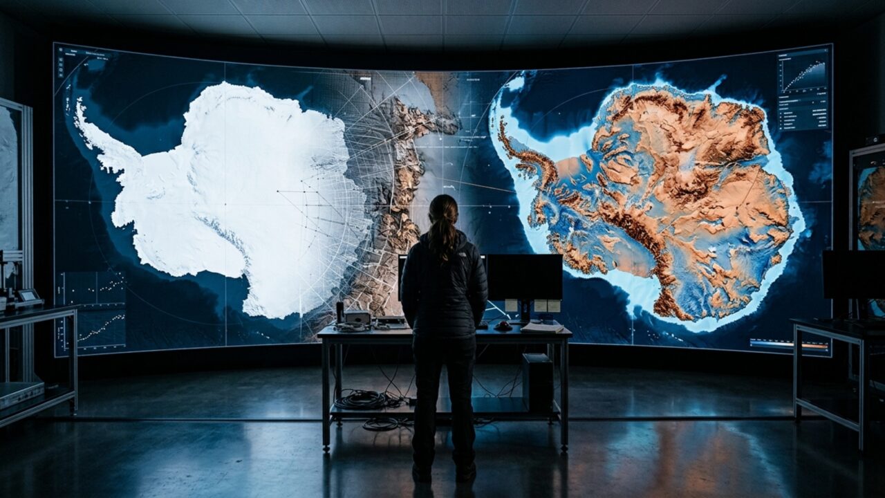 Cientistas reúnem 60 anos de medições feitas por aviões, navios, satélites e até trenós puxados por cães e revelam como seria a Antártida sem seus 27 milhões de km³ de gelo