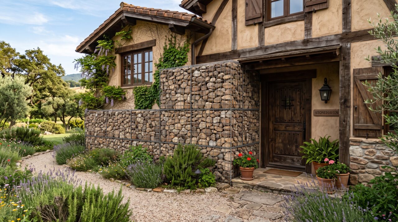 As gaiolas de pedra usadas para conter estradas viram a nova moda em casas de luxo, criando muros impenetráveis e fachadas rústicas sem usar cimento