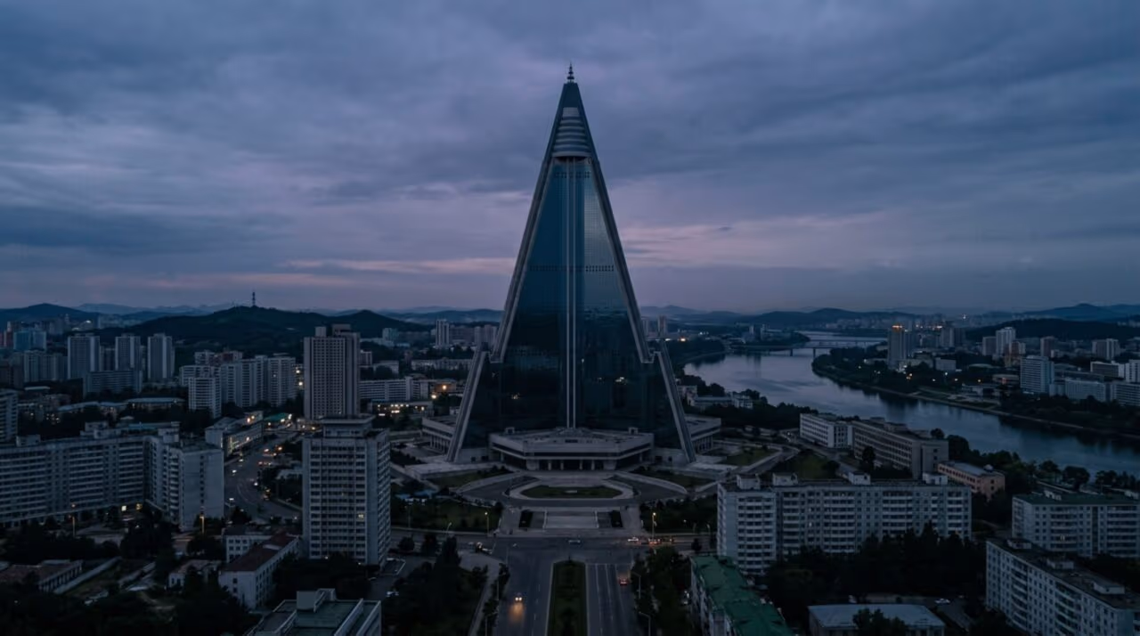 O imenso arranha-céu de 105 andares que consumiu uma fortuna e continua vazio no centro de Pyongyang