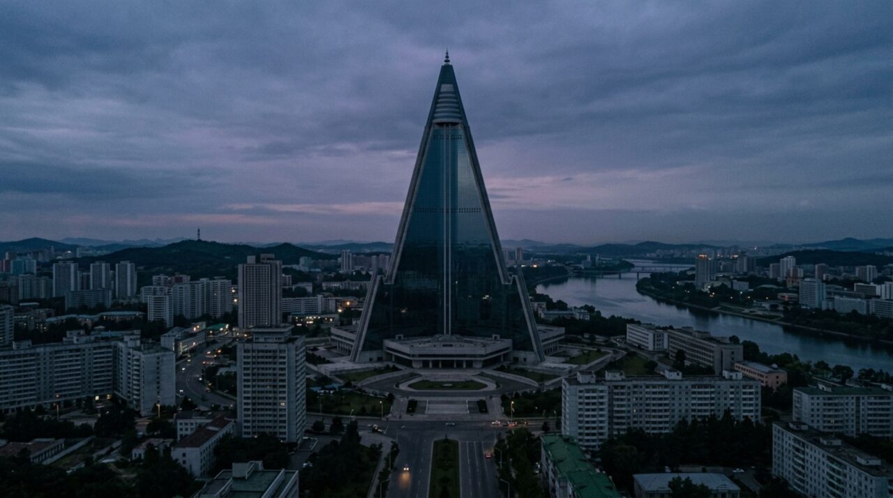 O imenso arranha-céu de 105 andares que consumiu uma fortuna e continua vazio no centro de Pyongyang