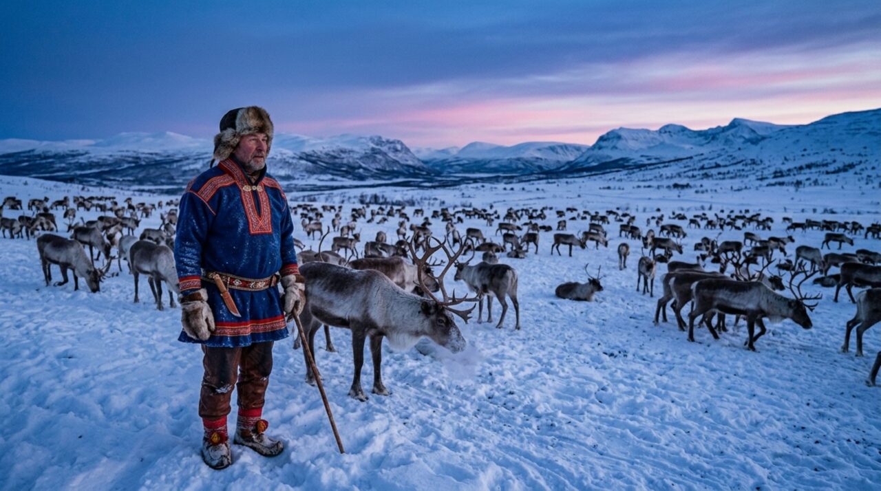 O povo do Ártico que conduz 250 mil renas na Noruega sob noites sem sol e frio de −40 °C
