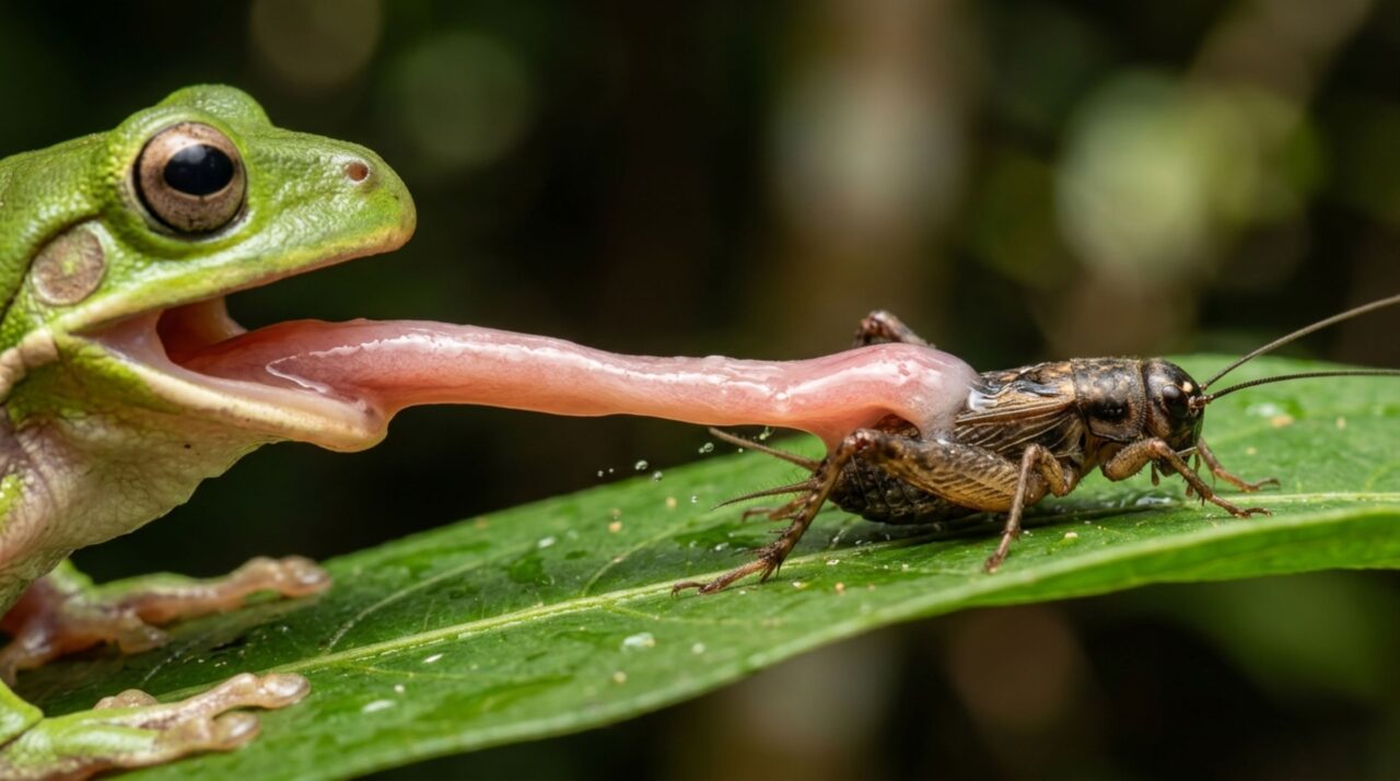 Mecanismo de alta velocidade transforma a língua do anfíbio em uma armadilha mortal