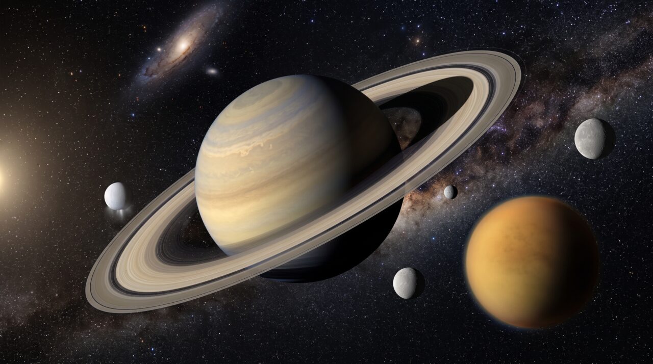 Descoberta de 128 novas luas em Saturno em março de 2025.