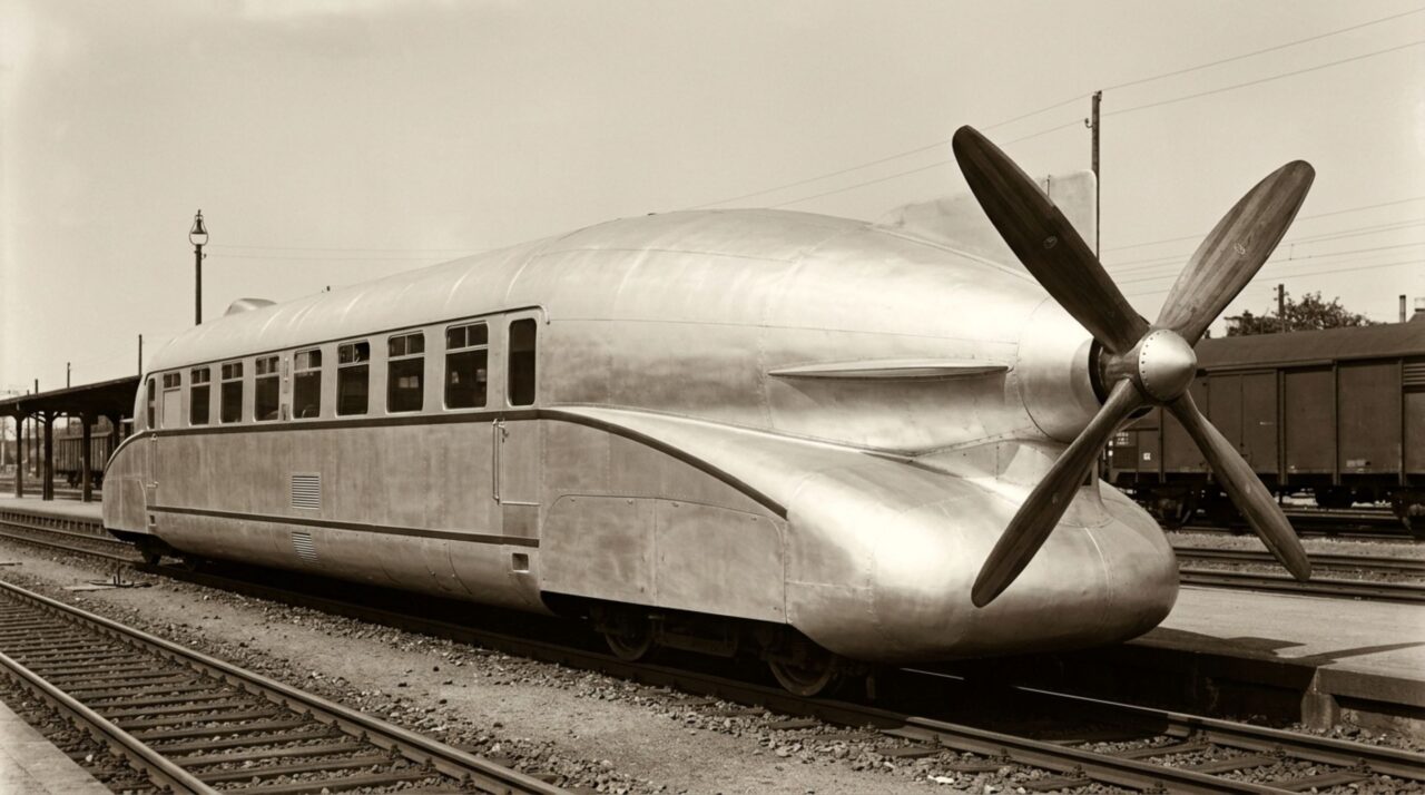 O trem com motor V12 e hélice de madeira que atingiu 230 km/h em 1931