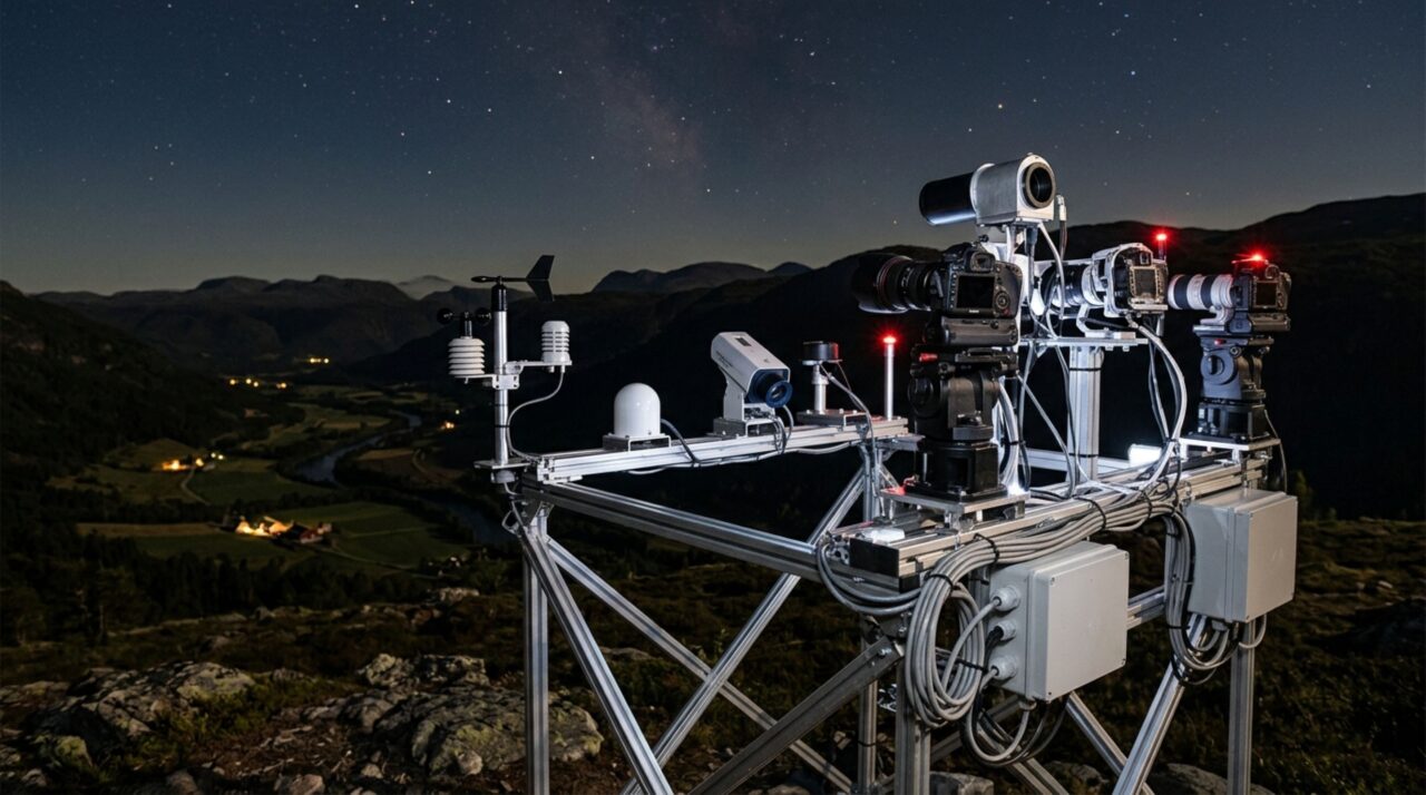 A estação científica de monitoramento registra continuamente as luzes e alterações na atmosfera do vale