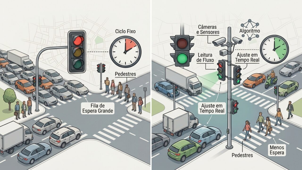 Um cruzamento em Curitiba recebeu um semáforo com inteligência artificial