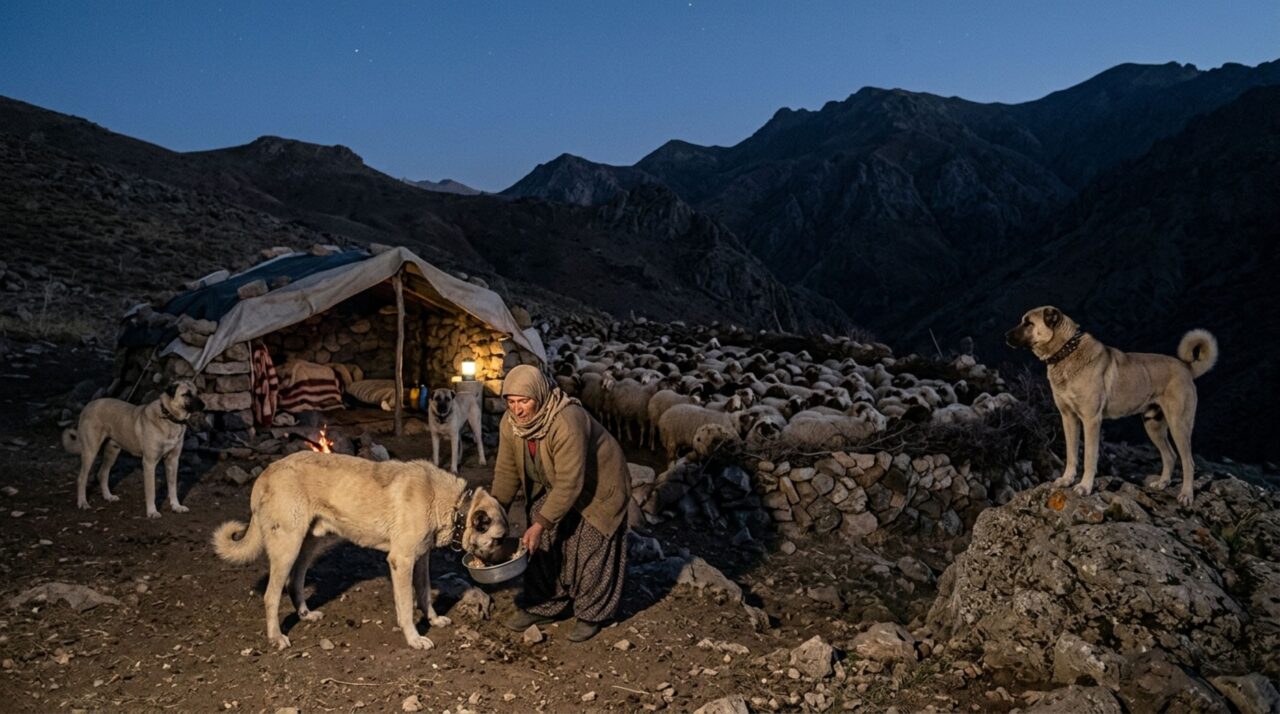 A vigilância dos Kangals quando a montanha escurece