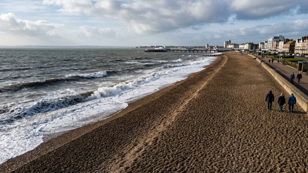 Cidade despeja 1 milhão de toneladas de pedras no litoral, dobra o tamanho da praia e ergue defesa de R$ 1,3 bilhão contra o mar