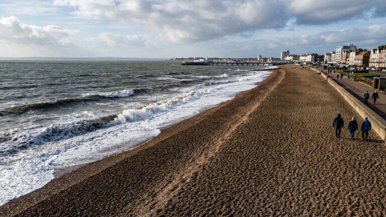 Cidade despeja 1 milhão de toneladas de pedras no litoral, dobra o tamanho da praia e ergue defesa de R$ 1,3 bilhão contra o mar