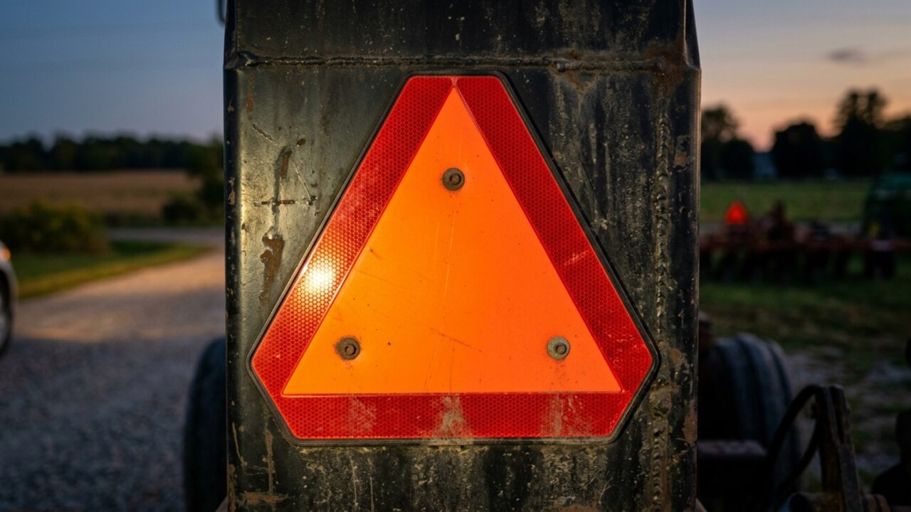 O que significa o triângulo laranja com borda vermelha na traseira de tratores e veículos na estrada?