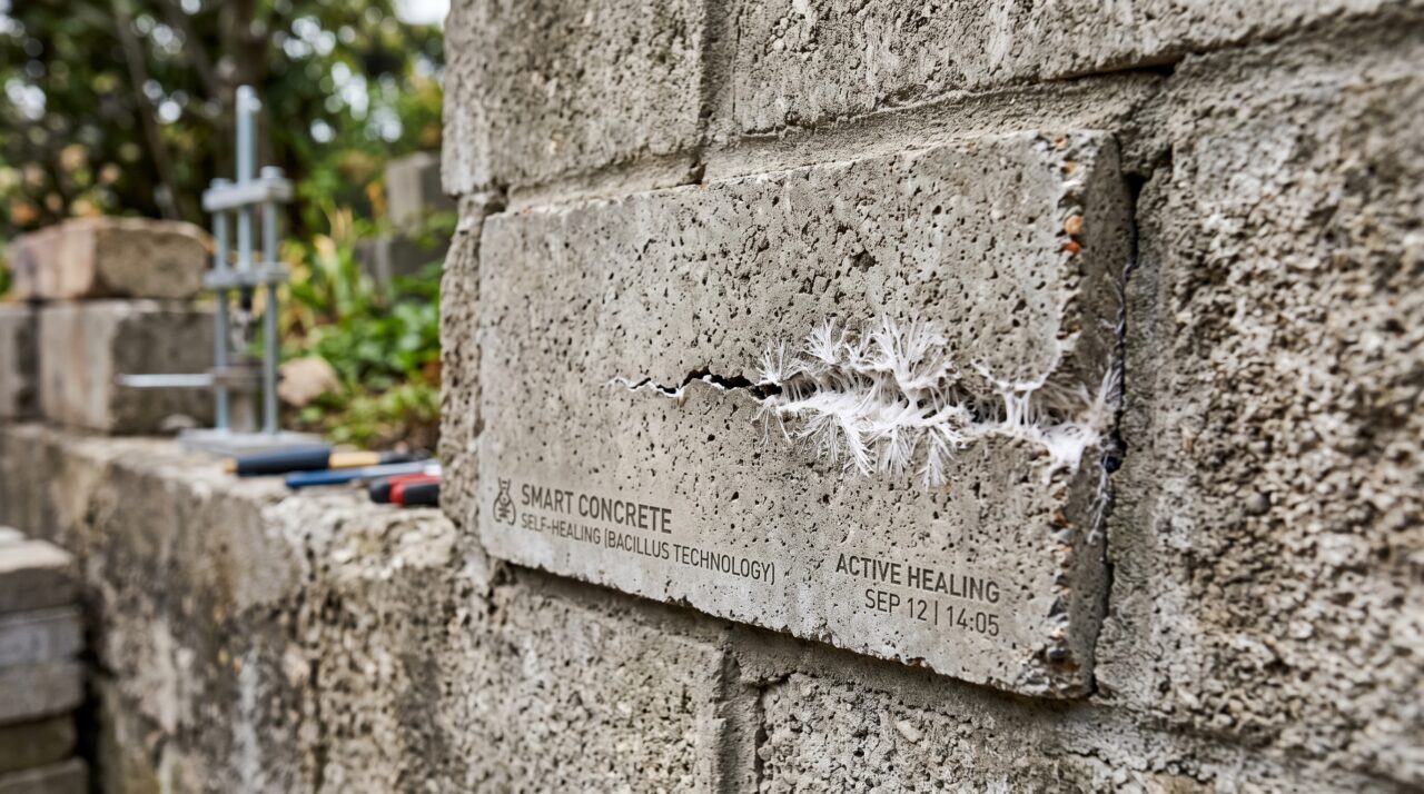 O funcionamento e os benefícios do bioconcreto que se cura sozinho.