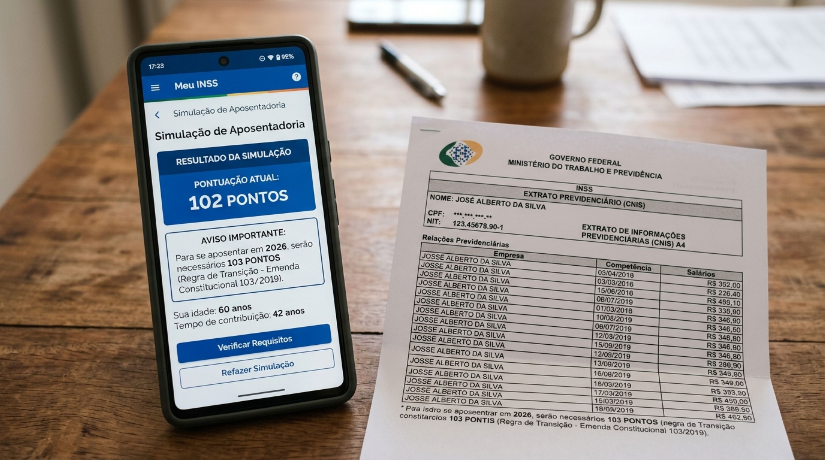 Homem chega aos 102 pontos e pede aposentadoria, mas descobre novas regras que não permitiram sua aposentadoria em 2026