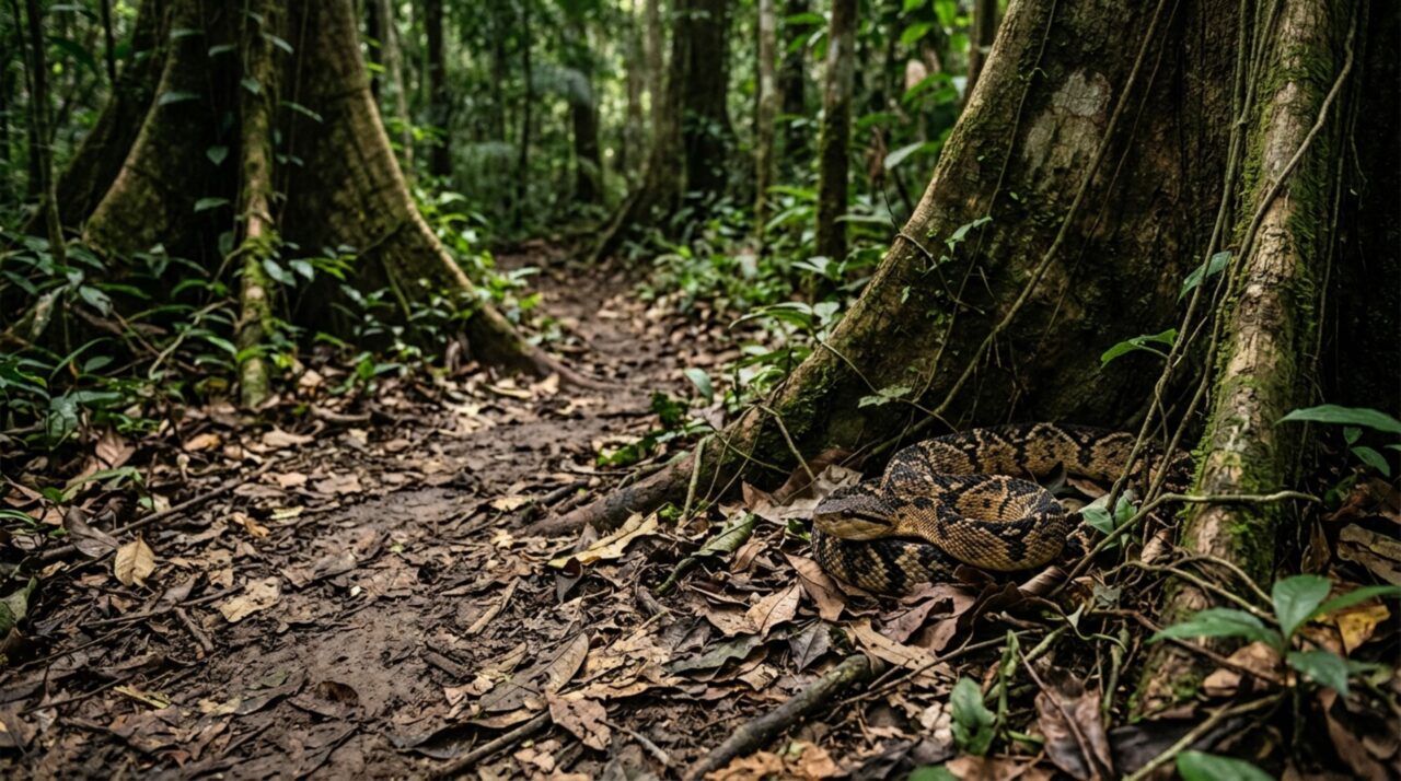 O animal mais venenoso da Amazônia pode passar de 3 metros e se esconde no chão da floresta