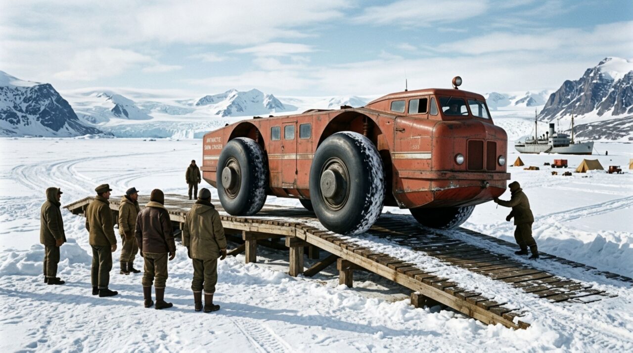 O gigante de quatro rodas enviado à Antártida que quase não conseguiu andar quando encontrou a neve real