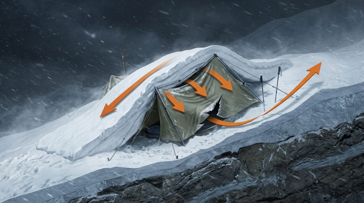 A hipótese de uma avalanche de placa explica o impacto inicial que forçou a evacuação imediata do acampamento sob condições extremas