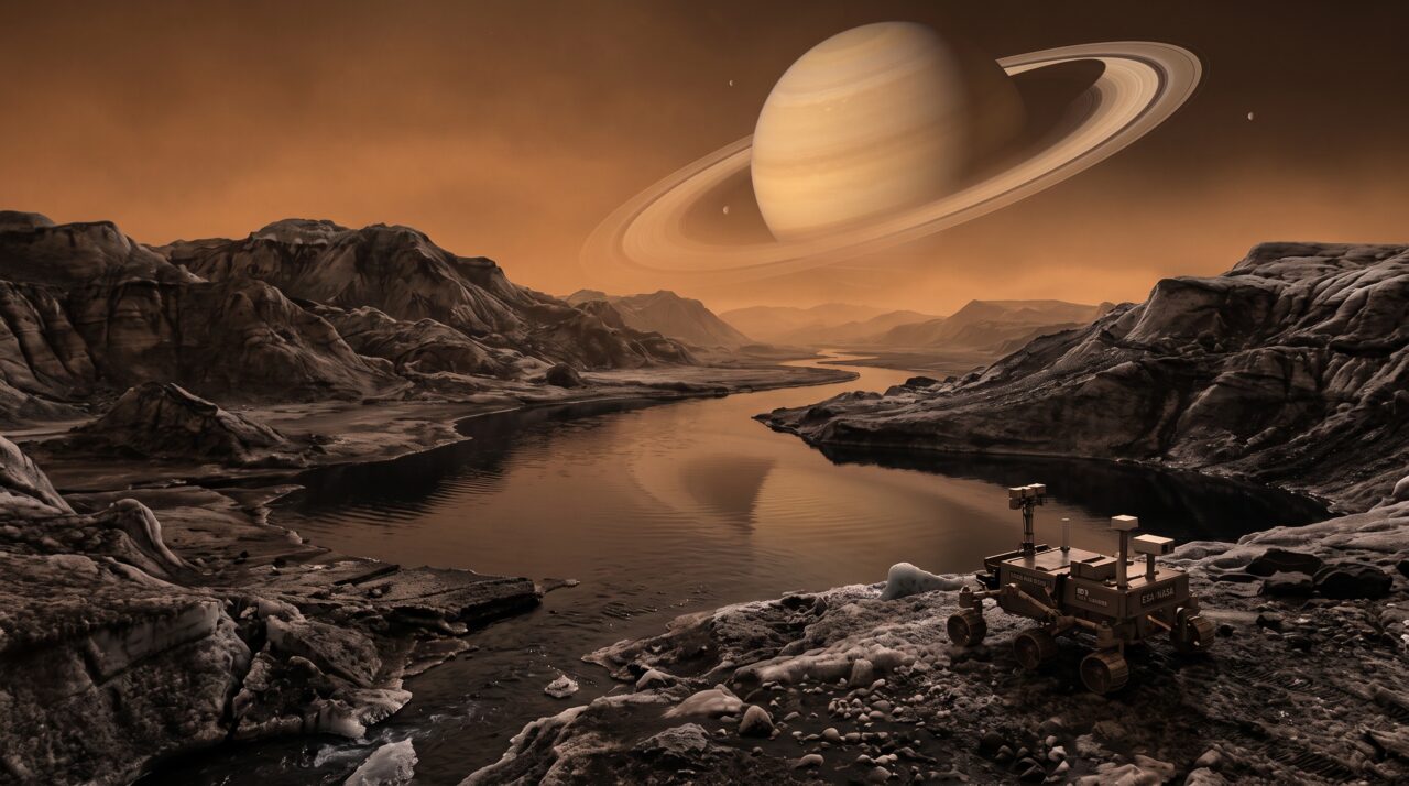 As chuvas, rios e lagos de metano em Titã e a ausência de água líquida na lua de Saturno.
