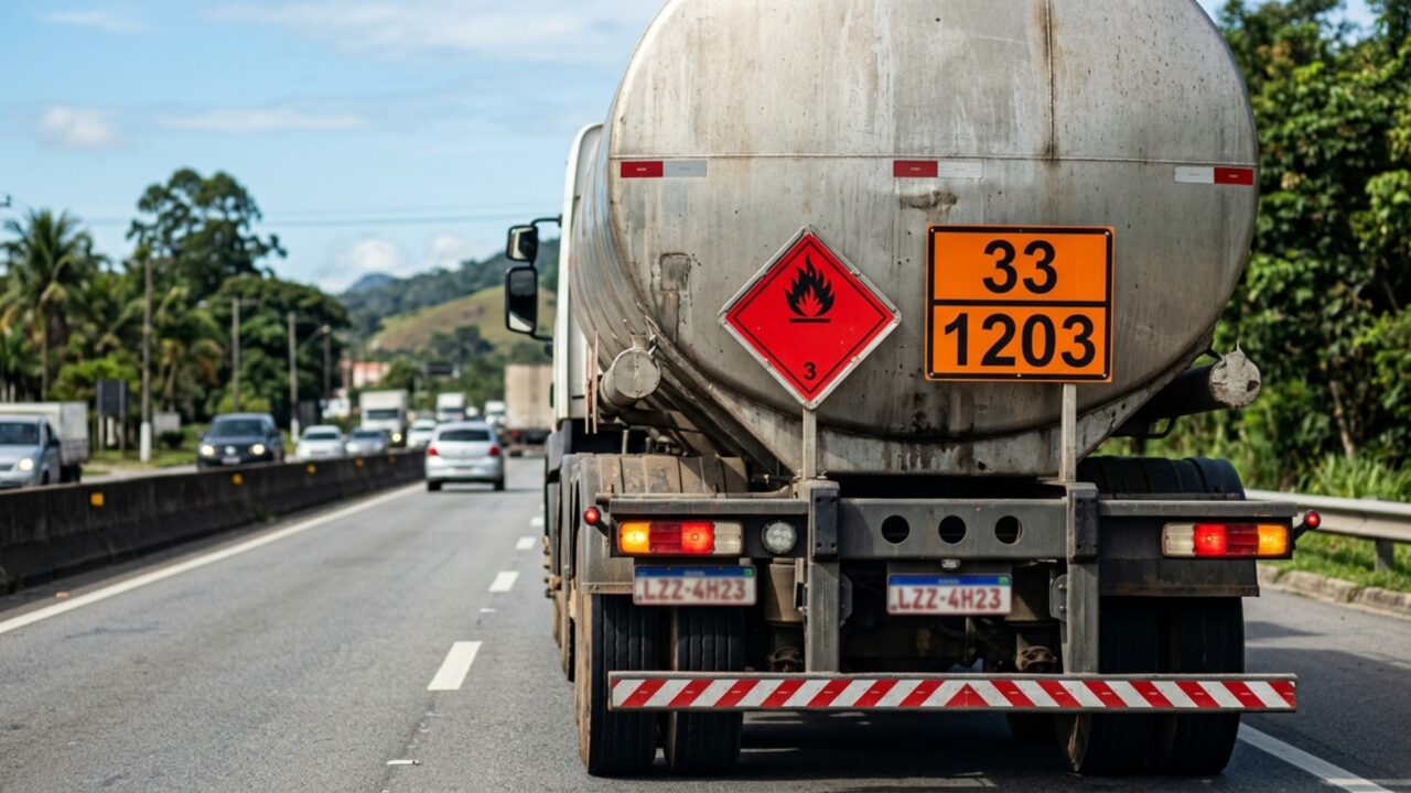 O que significam os losangos coloridos com números na traseira e nas laterais de caminhões?
