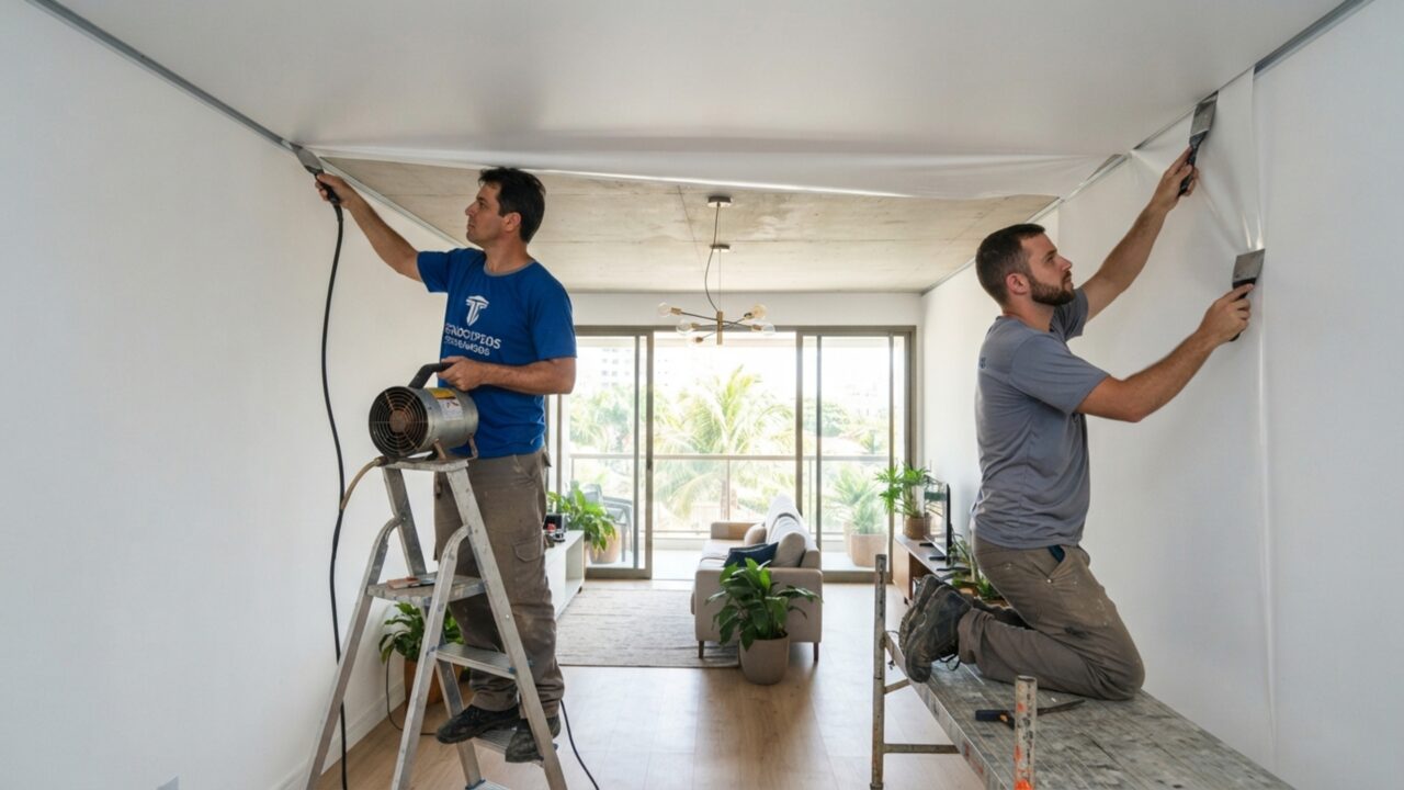 Esqueça o gesso rebaixado: novo teto tensionado vira febre nos projetos minimalistas por instalar em um dia, sem sujeira, e reduzir o custo da obra pela metade