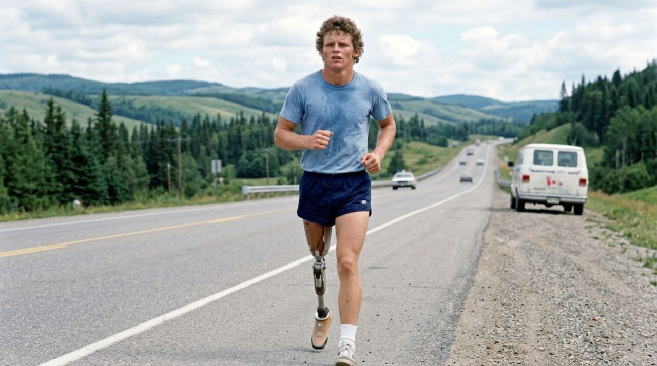 O jovem com uma prótese rígida que correu 42 km por dia e atravessou 5.373 km do Canadá contra o câncer