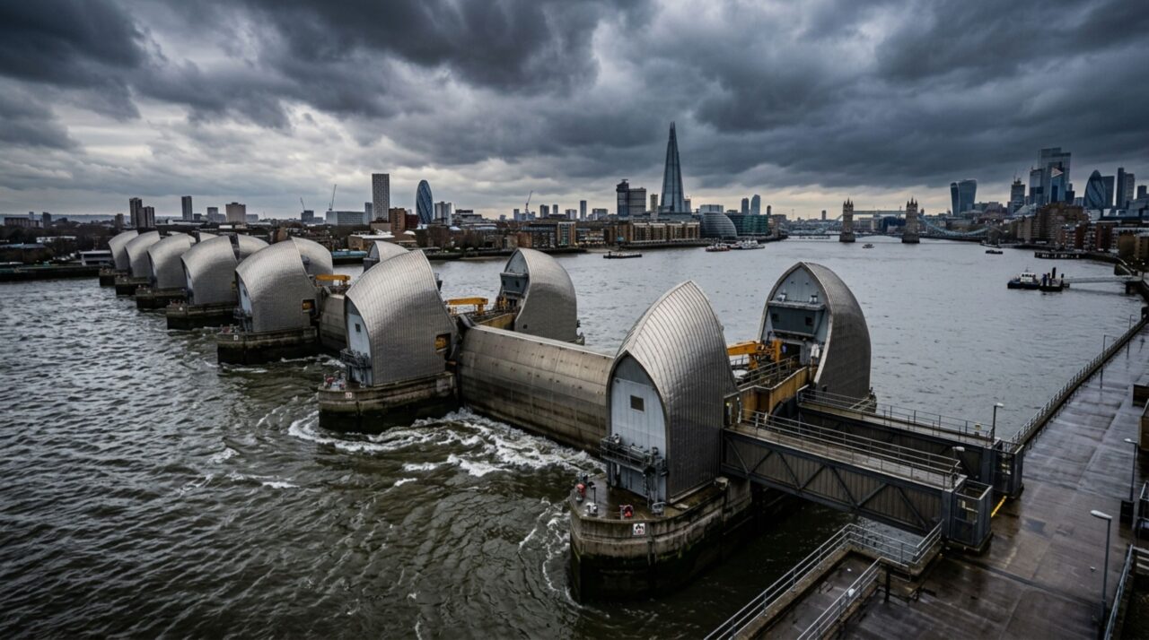 A barreira de 520 metros com portões de 3.300 toneladas que impede o mar de avançar sobre Londres
