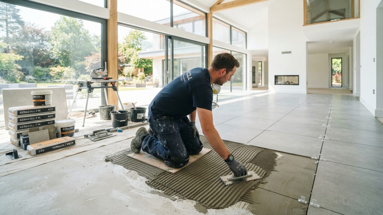 Quanto um pedreiro cobra para assentar porcelanato retificado em uma sala de 35 m² com rodapé embutido em julho de 2026?