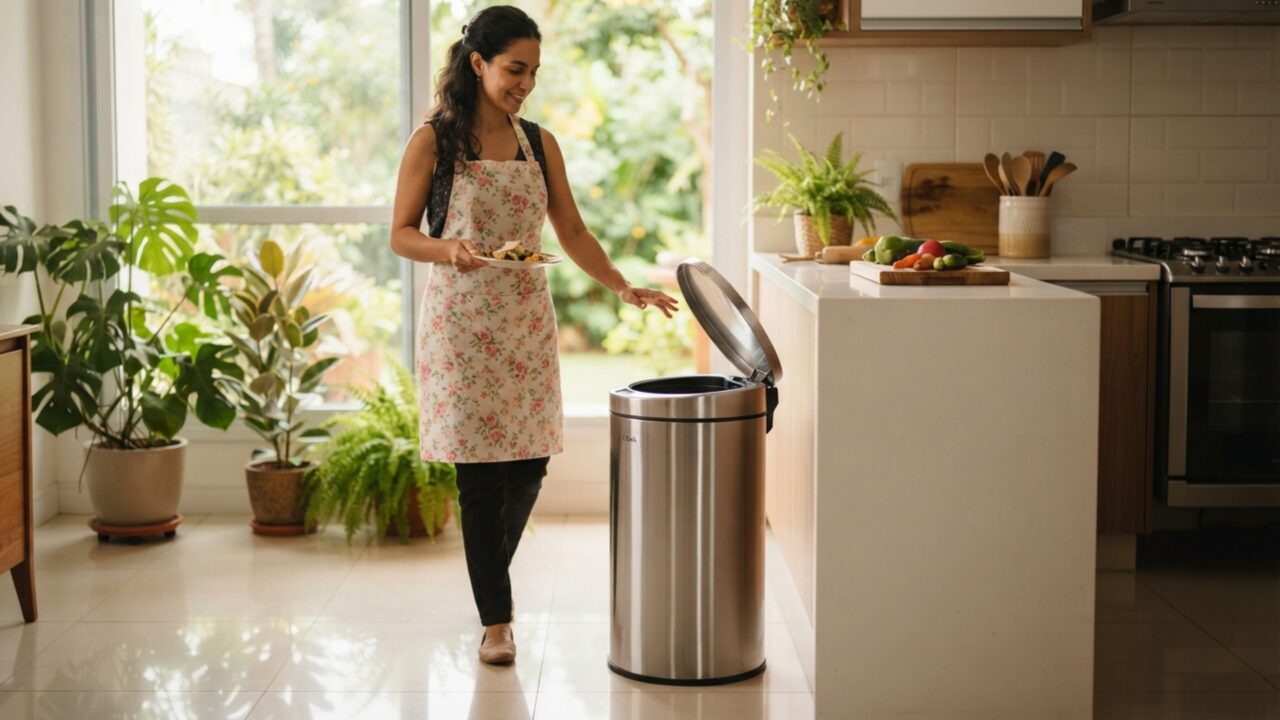 Adeus lixeira que engordura a tampa: o cesto com sensor de aproximação que você coloca na cozinha em 1 minuto
