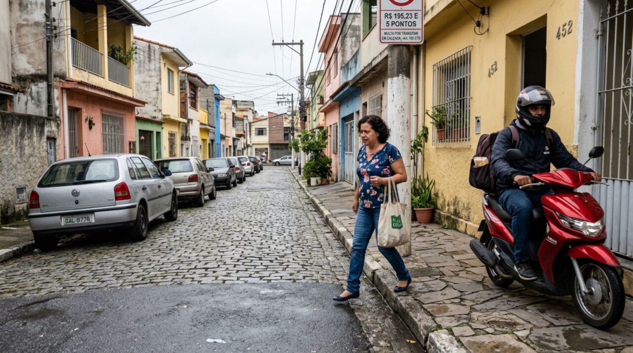 Rua é estreita e o motorista deixou metade do carro sobre a calçada: a falta de espaço justifica?