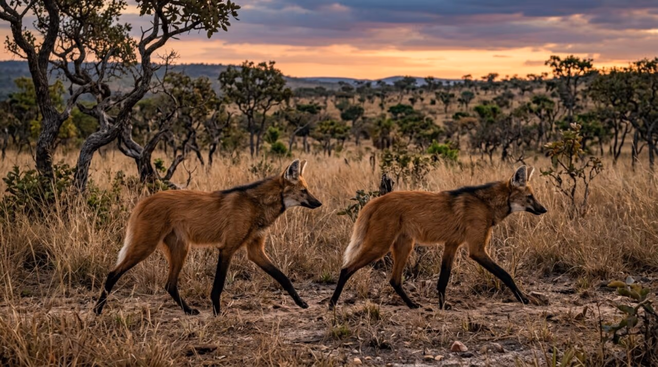 Lobo-guará é filmado pela primeira vez em dupla no Cerrado e comportamento inédito surpreende biólogos que estudam a espécie há 30 anos