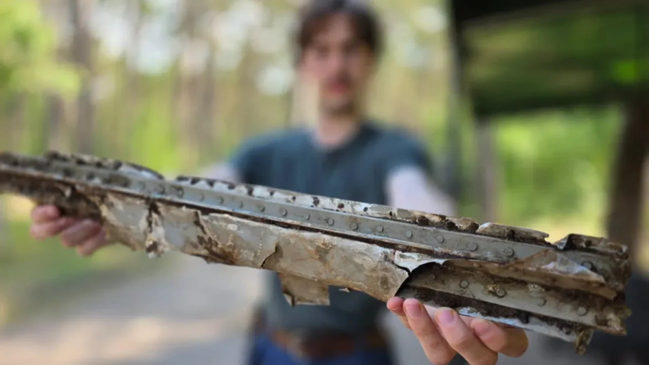 Um homem colhia frutas silvestres numa mata da Polônia, sentiu o pé bater em metal, cavou com a mão e encontrou fragmentos de um avião aliado derrubado na Segunda Guerra, com munição britânica ainda presa na estrutura depois de 80 anos