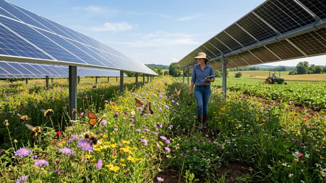 Uma fazenda de usina solar foi construída para gerar energia, mas o solo sob os painéis começou silenciosamente a fazer algo que ninguém planejou
