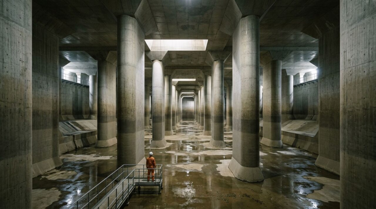 A catedral subterrânea com 59 pilares de 500 toneladas construída para impedir que a Grande Tóquio afunde sob os tufões
