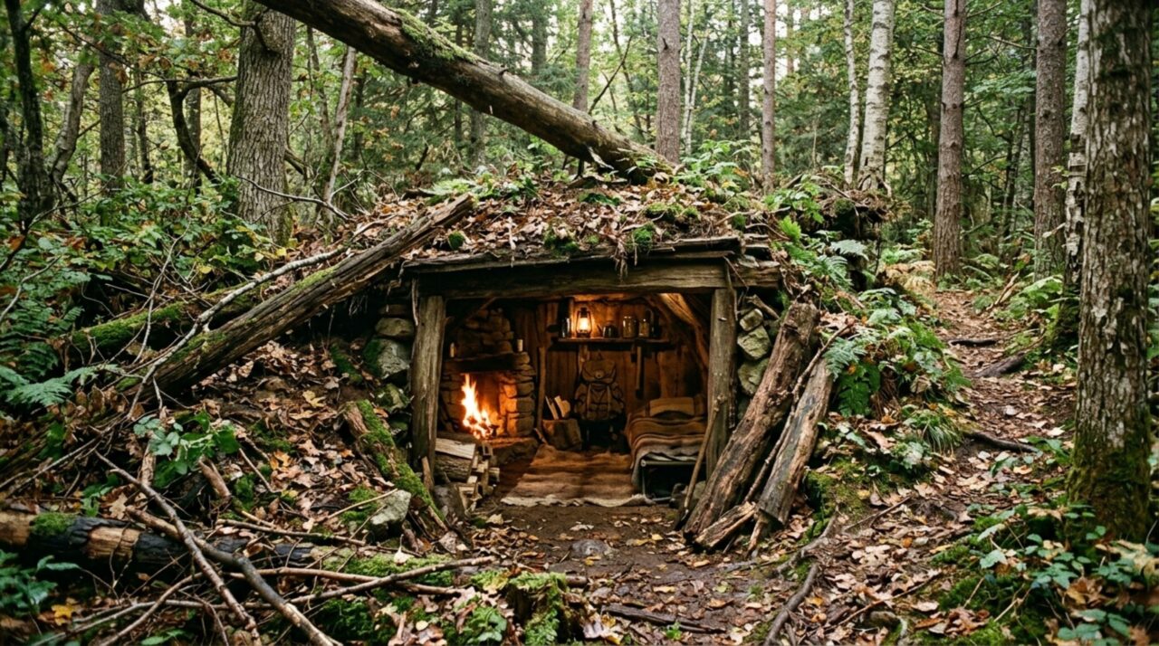 Homem constrói abrigo subterrâneo secreto e transforma a floresta em refúgio aconchegante para viver com seu cachorro