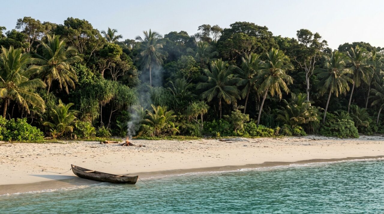 Recifes de coral e vegetação densa formam barreiras naturais que mantêm o território isolado