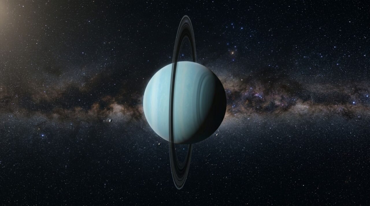 O planeta bizarro que gira deitado e faz seus anéis parecerem uma roda-gigante no espaço