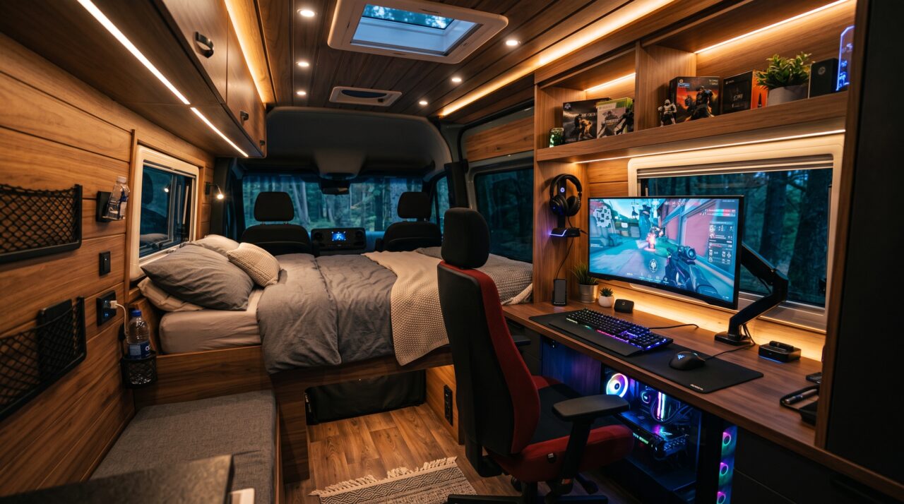 Ele montou um motorhome gamer, assim, poderá viajar e poder ter seu momento de lazer a qualquer hora que desejar