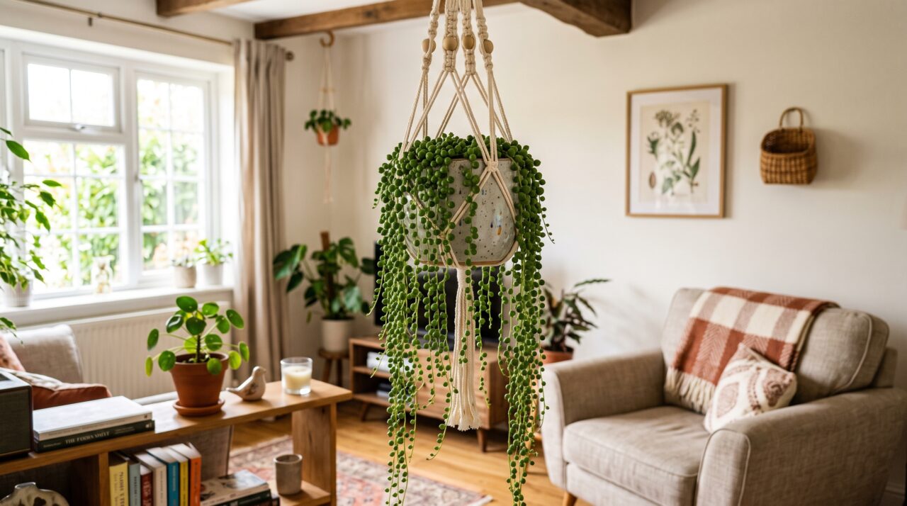 Jardinagem e cultivo da suculenta colar-de-pérolas.