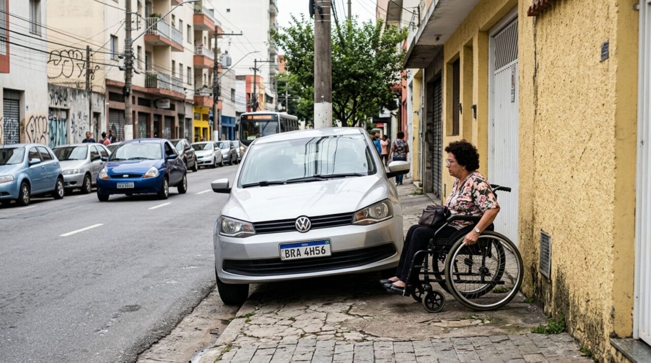 Rua é estreita e o motorista deixou metade do carro sobre a calçada: a falta de espaço justifica?