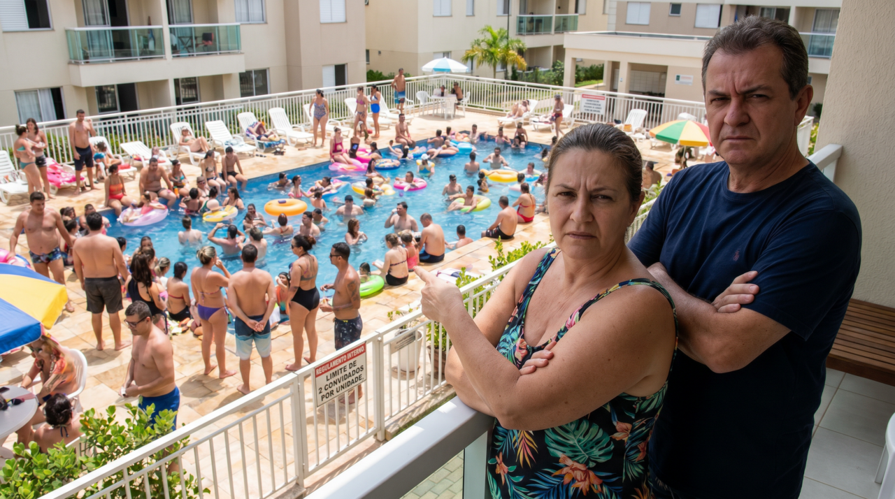 Vizinho lota a piscina do condomínio com convidados; o que diz a lei e quais medidas podem ser tomadas