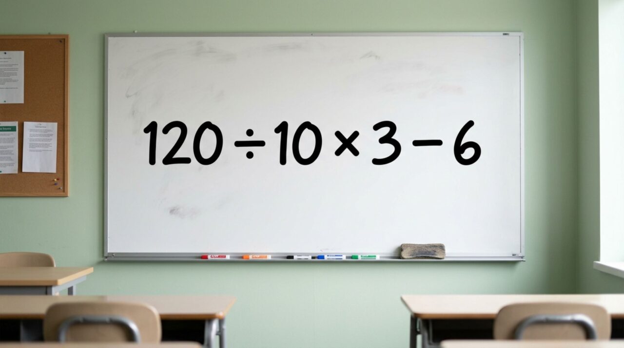 Resolva 120 ÷ 10 × 3 − 6 antes de 20 segundos e seja considerado um gênio