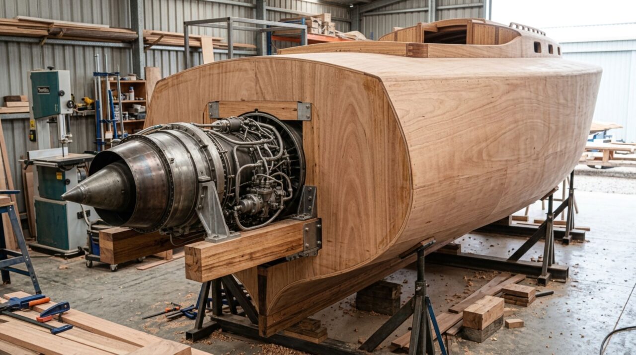 Os detalhes do projeto artesanal e da turbina adaptada para alcançar alta velocidade